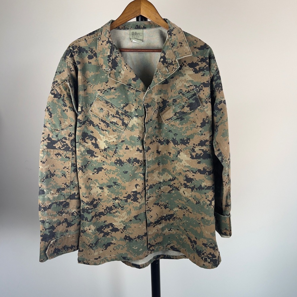 USMC MARPAT Woodland Digital Camo Combat Utility Uniform Shirt Large Long MCCUU